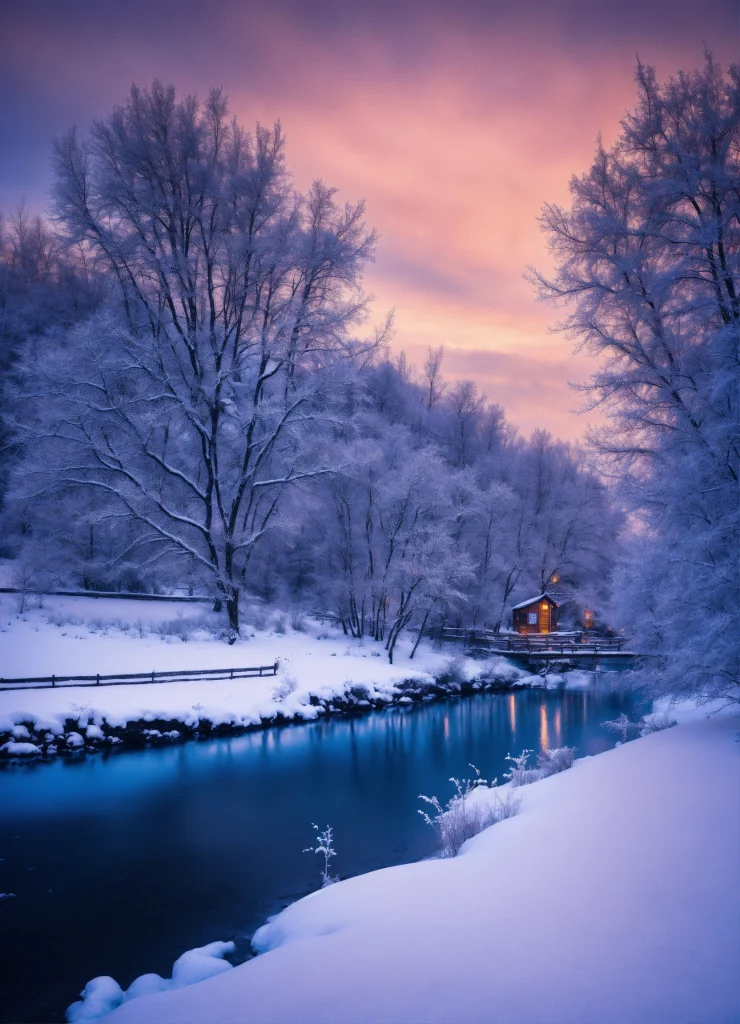 Blue winter snowy picture
