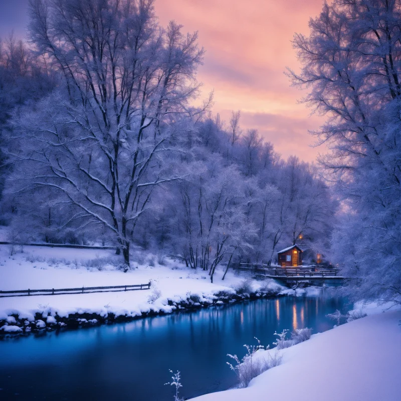 Blue winter snowy picture
